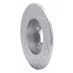 Audi A3 Brake Rotor (1) - Rear Right - R1 Concepts - Drilled & Slotted - Silver - `05-`25